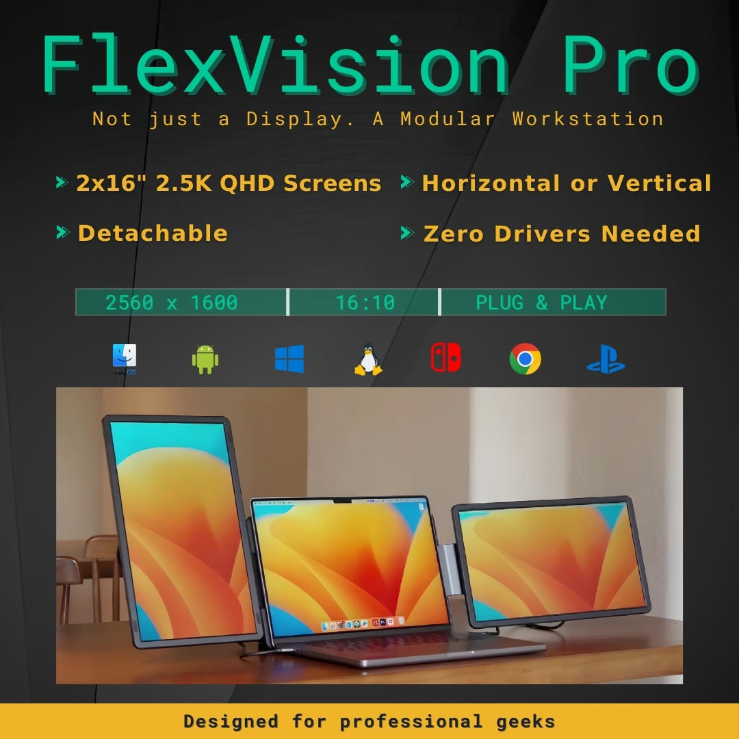 FlexVision Pro — Dual Screen Workstation Setup
